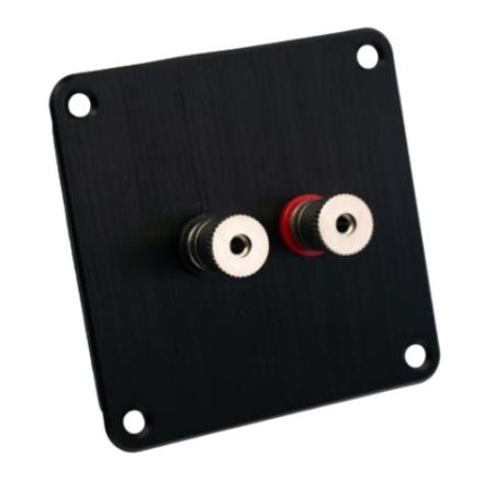 Terminal plate black anodized Al 100/100/3mm + pair of binding posts satin-nickel