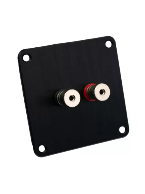 Terminal plate black anodized Al 100/100/3mm + pair of binding posts satin-nickel