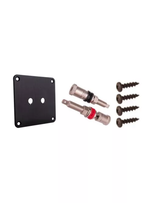 Terminal plate black anodized Al 100/100/3mm + pair of binding posts satin-nickel
