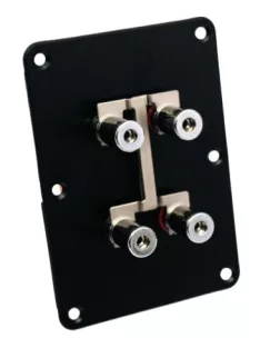   Terminal plate black anodized Al 140/100/3mm + 4 binding posts carbon-nickel + jumper