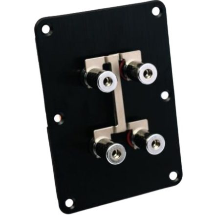 Terminal plate black anodized Al 140/100/3mm + 4 binding posts carbon-nickel + jumper