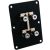 Terminal plate black anodized Al 140/100/3mm + 4 binding posts carbon-nickel + jumper