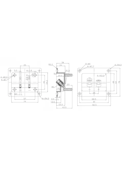 Square Speaker Terminal  716-2 - two gold plated binding post with plas.nut