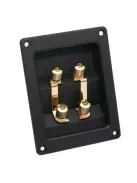 Szögletes hangszóró terminál kettős, aranyozott, fekete ABS