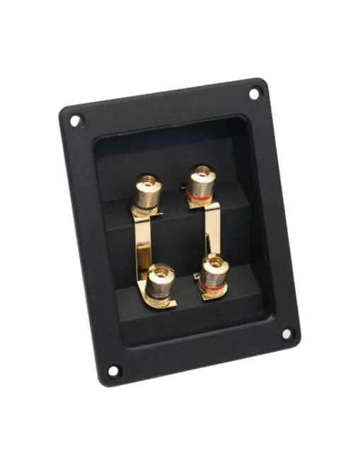 Szögletes hangszóró terminál kettős, aranyozott, fekete ABS