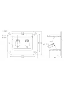 Szögletes hangszóró terminál kettős aranyozású
