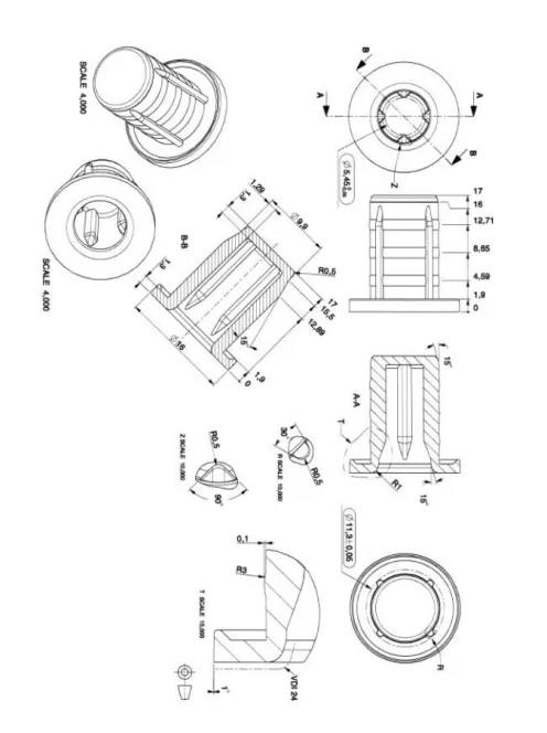 Grille Peg Female 900125 black PA-6 matches 900124