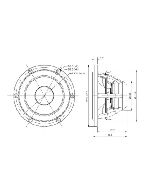 SATORI MW13P-4 5” mély-közép sugárzó