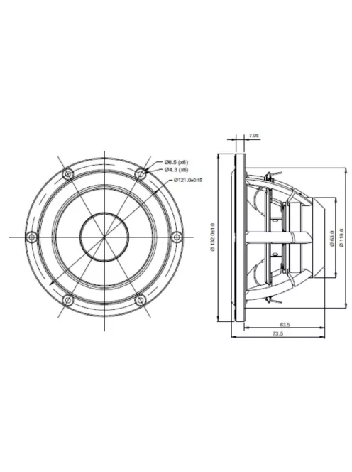 SATORI MR13PNW-4 ohm 5" középsugárzó, fehér kónusz