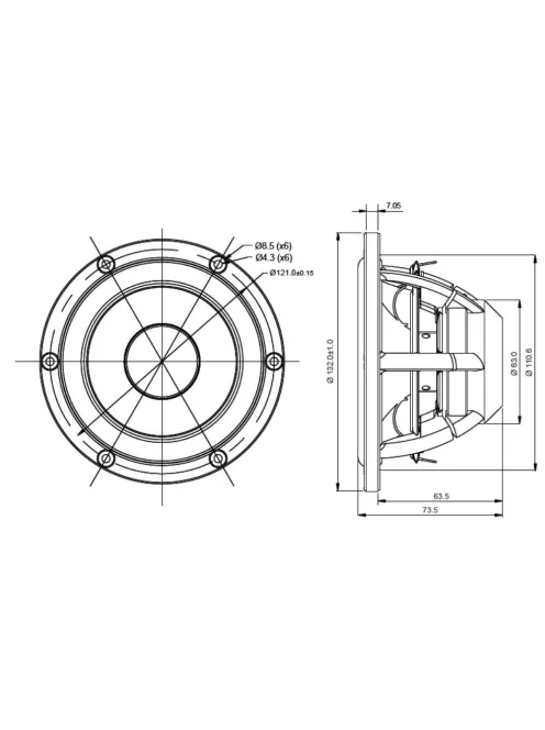 SATORI MR13PNW-8 ohm 5" középsugárzó, fehér kónusz