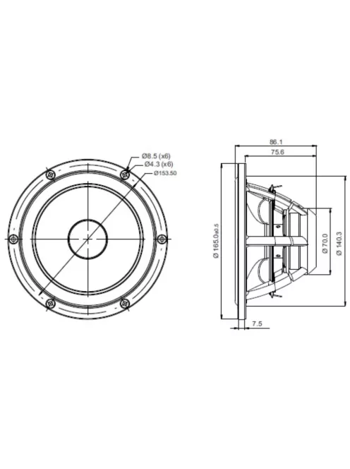 SATORI MR16P-4 ohm  6,5 középsugárzó - Hangfal/Hangfalépítés/Hangszóró/Középsugárzó,Több.../Ot"