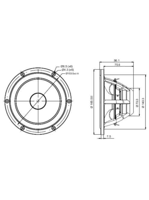 SATORI MR16P-8 ohm  6,5 középsugárzó - Hangfal/Hangfalépítés/Hangszóró/Középsugárzó,Több.../Ot"