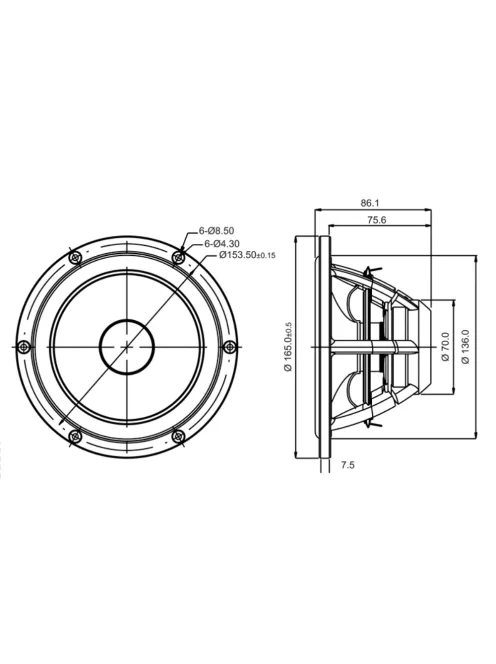 SATORI MW16P-8 6,5” mély-közép sugárzó