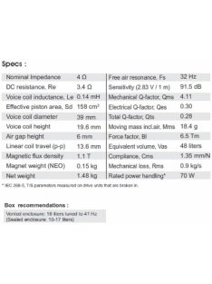 SATORI MW19P-4 7,5” mély-közép sugárzó - Hangfal/Hangfalépítés/Hangszóró/Mélyközépsugárzó,Több.