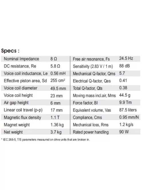 SATORI WO24P-8 ohm  9,5" mélysugárzó