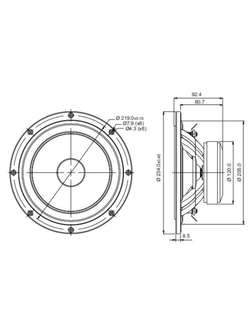 SB23NRXS45-4 ohm 8 mélysugárzó 45mm VC - Hangfal/Hangfalépítés/Hangszóró/Mélysugárzó,Több.../O"