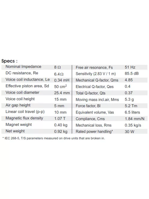 SB12CACS25-8 4" mély-közép sugárzó 25mm VC