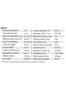 SB12NRX25-4 4” mély-közép sugárzó