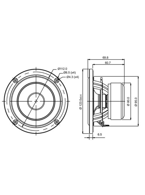 SB12NRXF25-8 4” mély-közép sugárzó