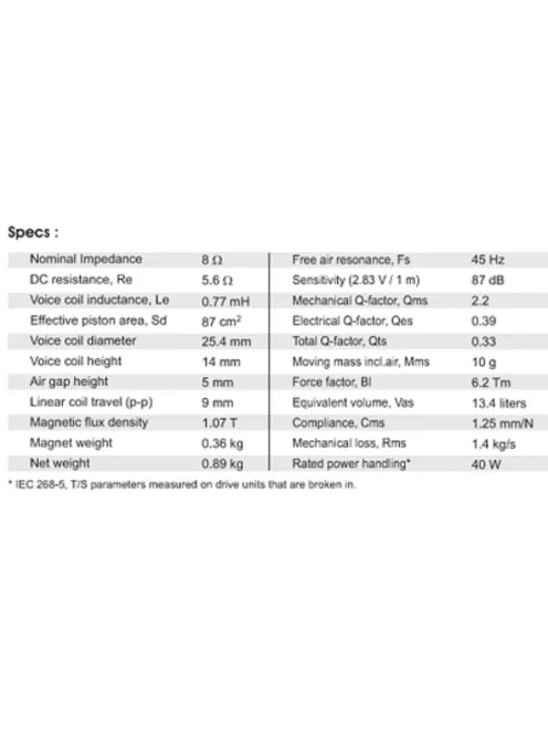 SB13PFC25-8 5” mély-közép sugárzó