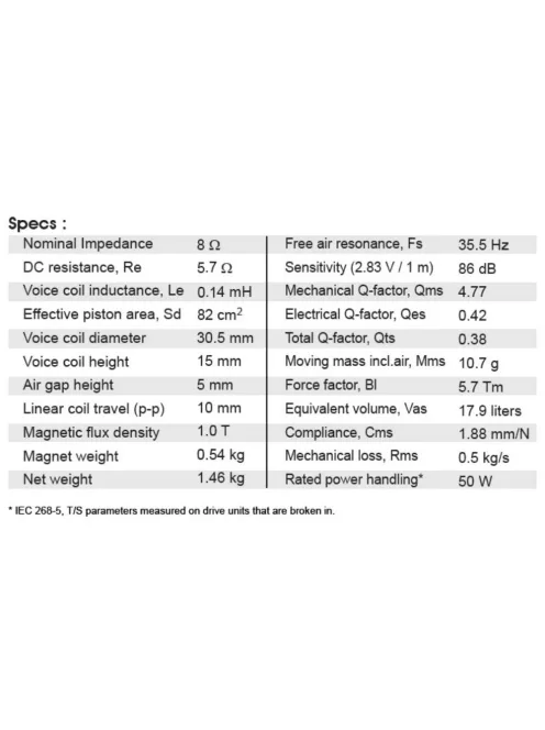 SB15CAC30-8 5" mély-közép sugárzó