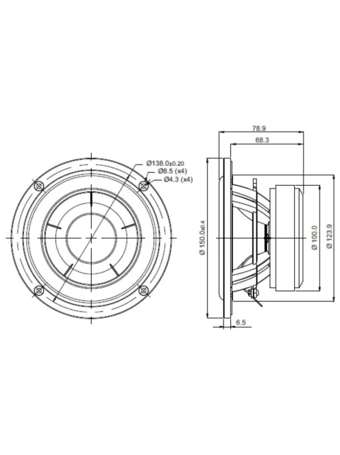SB15NBAC30-4 ohm  5" mély-közép sugárzó, 30mm VC Al cone