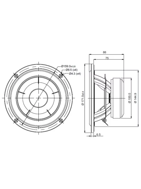 SB17CAC35-4 6" mély-közép sugárzó