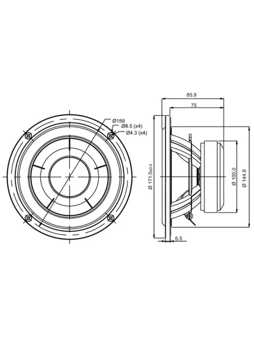 SB17NAC35-8 6” mély-közép sugárzó