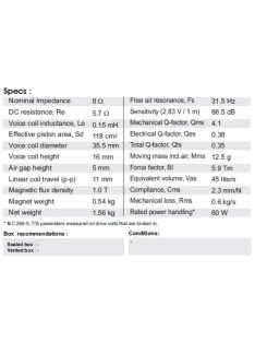SB17NBAC35-8 ohm  6 mély-közép sugárzó, 35mm VC - Hangfal/Hangfalépítés/Hangszóró/Mélyközépsug"