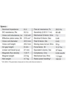 SB23MFCL45-8 8” mély-közép sugárzó - Hangfal/Hangfalépítés/Hangszóró/Mélyközépsugárzó,Több.../O