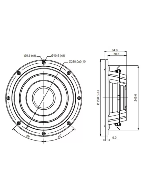 SB Acoustics SW26DBAC76-4  10 subwoofer, alu membrán, neodymium - Hangfal/Hangfalépítés/Hangsz