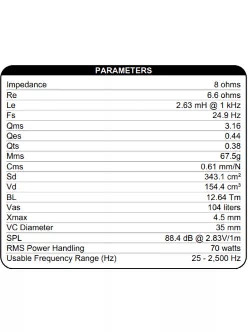 Dayton Audio DC250-8 10" Classic Woofer