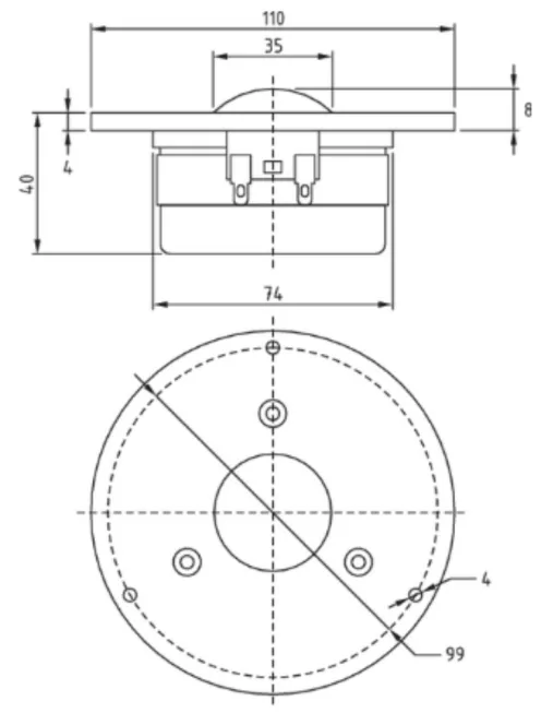 Dayton Audio DC28F-8 1-1/8" Silk Dome Tweeter