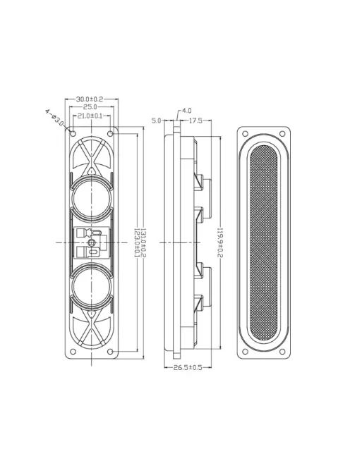 HARB252-8 1" x 5" Dual Motor High Aspect Ratio BMT Speaker Driver 8 Ohm