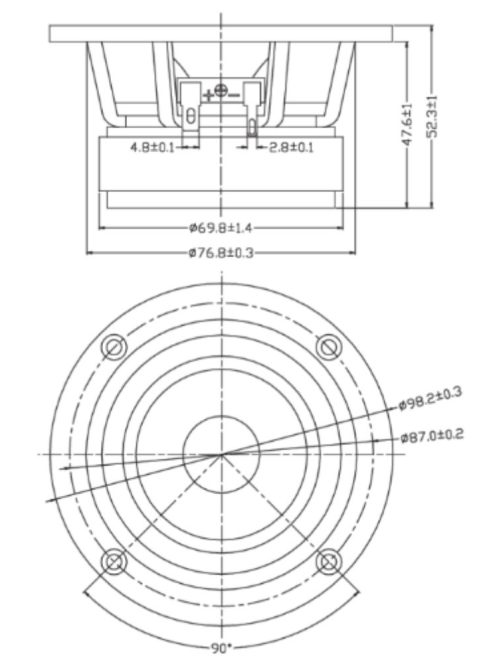 Dayton Audio PS95-8 3-1/2" szélessávú hangzóró 8 Ohm