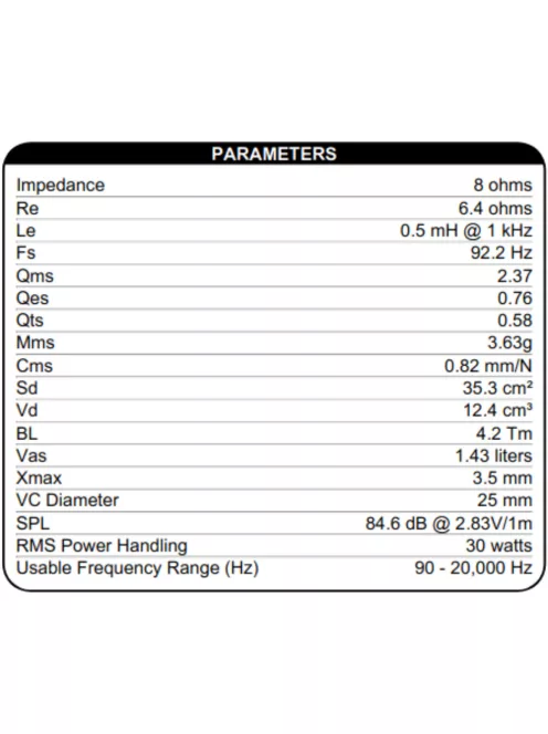 Dayton Audio RS100-8 4" Reference szélessávú hangszóró 8 Ohm, fekete alu.