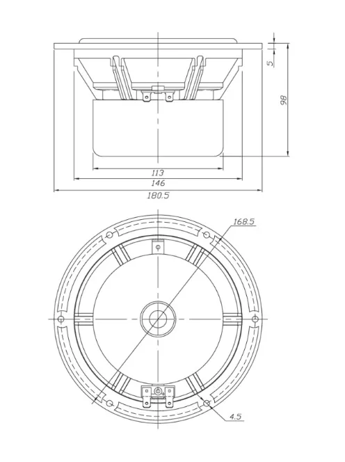 Dayton Audio RS180S-8 7" Reference Shielded Woofer 8 Ohm. Black alu. cone