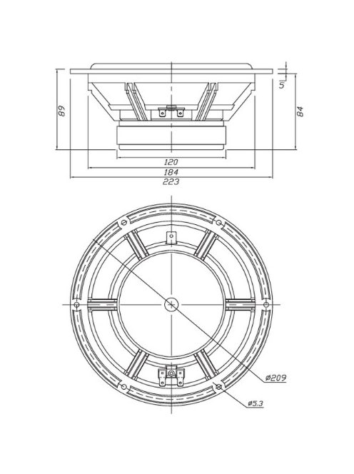 Dayton Audio RS225-8 8" Reference Woofer. Black alu. cone
