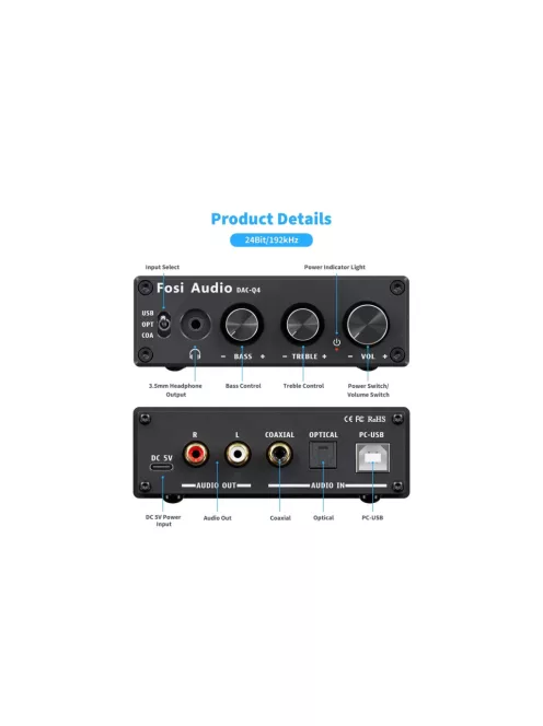 Fosi Audio Q4 Audio DAC & fejhallgató erősítő