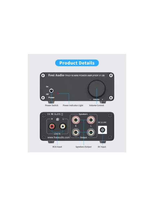 Fosi Audio V1.0 Stereo erősítő