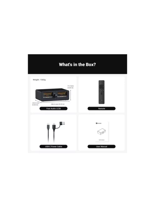 Fosi Audio LC30 erősítő hangszóró kapcsoló 2 bemenet, 2 kimenet, kettős analóg VU mérő - fekete