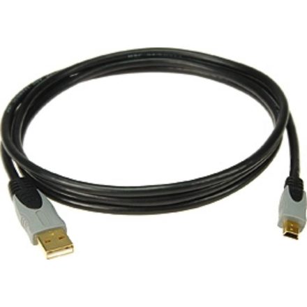 USB 2.0 kábel, 1,5 m – USB A - mini USB B aranyozott csatlakozók, 480 Mbit/s, fekete - Kábel, c
