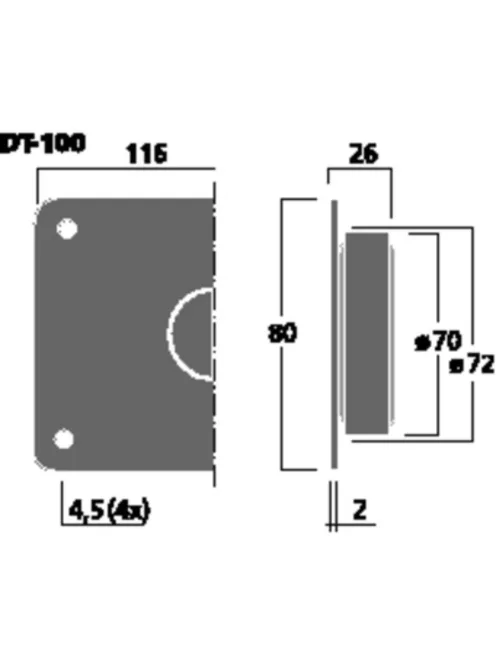 Monacor DT-100, Hi-Fi dóm magassugárzó, 60Wmax, 8Ω