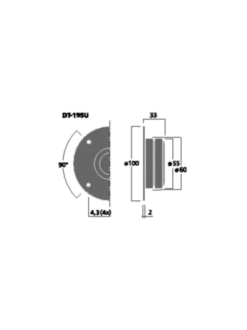 Monacor DT-19SU, Hi-Fi dóm magassugárzó, 80Wmax, 8Ω