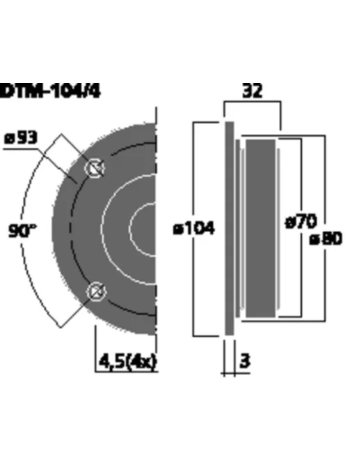 Monacor DTM-104/4, Hi-Fi dóm magassugárzók, 100Wmax, 4Ω