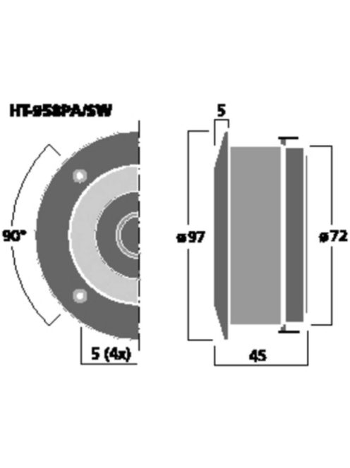 Monacor HT-958PA/SW, ring radiator (gyűrűmembrános, tölcséres) magassugárzó, 60Wmax, 8Ω