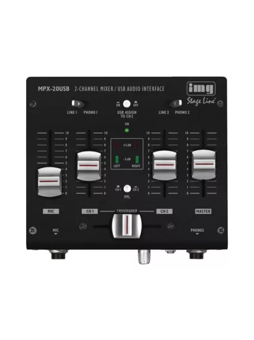 IMG Stageline MPX-20USB, 3-csatornás sztereó DJ keverőpult