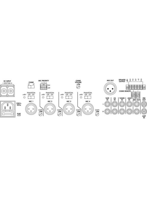 PA-924 Mono PA keverőerősítő - Erősítő/Keverőerősítő, installációs