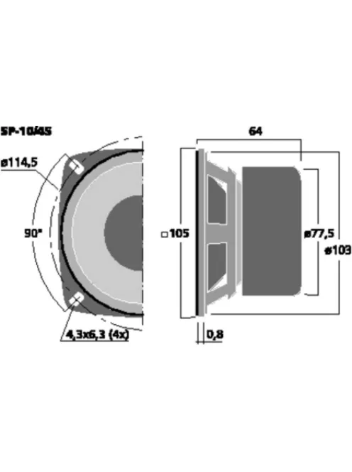 SP-10/4S, univerzális hangszóró, 25Wmax, 4Ω, mágnesesen árnyékolt - Hangfal/Hangfalépítés/Hangs