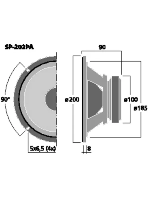 Monacor SP-202PA, univerzális mélyközépsugárzó, 100Wmax, 8Ω